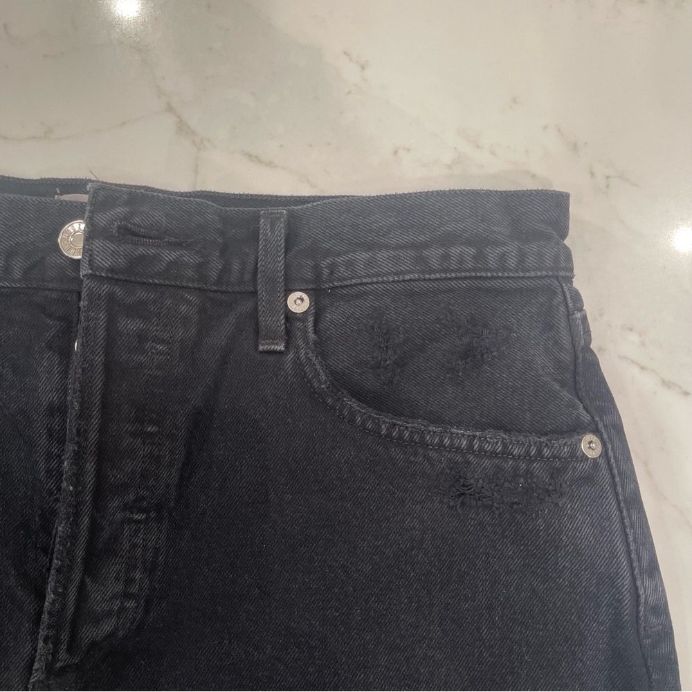 NWT Agolde Quinn Hi Rise black distressed mini skirt - Picture 8 of 14